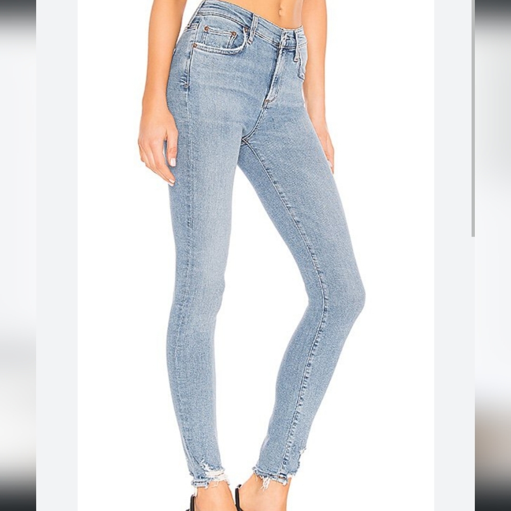 Agolde Sophie High Rise Skinny Jeans Distressed Hem